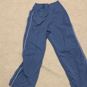 Athleta Navy Blue Track Pants with White Piping